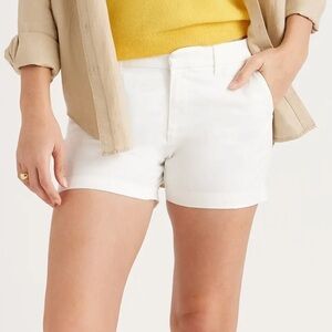 Quince Organic Stretch Cotton Chino Shorts in Ivory Size 14 NEW Casual Summer